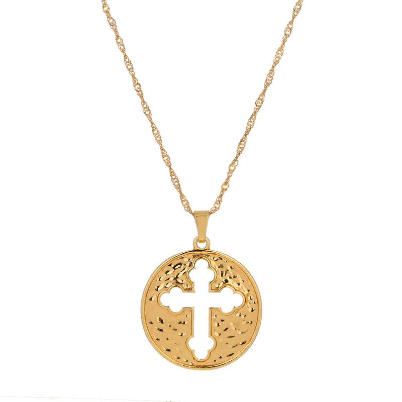 Hip-hop Hollow Carved Cross Pendant Necklace