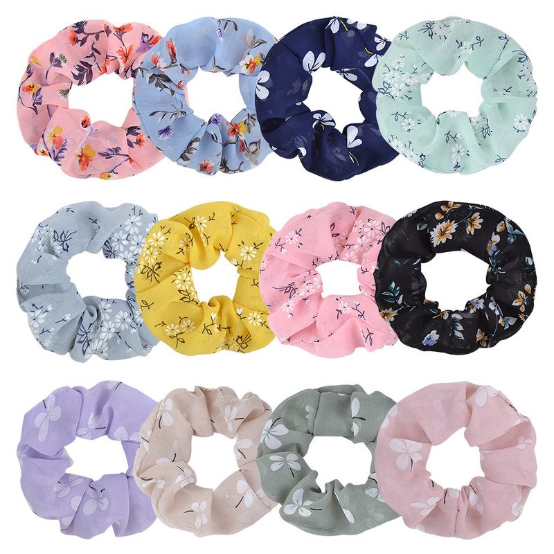 Scrunchies Florales Del Pelo De La Gasa De Los Niños De 12 Colores Al Por Mayor