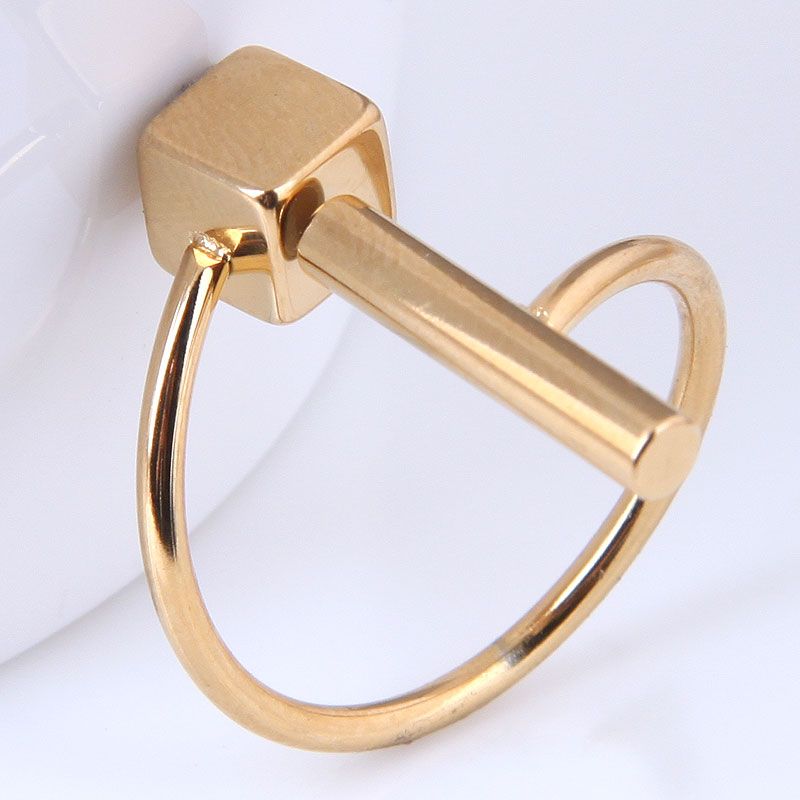 Anillo De Cubo De Acero Inoxidable De Moda Coreana Simple Tira Vertical Rubik