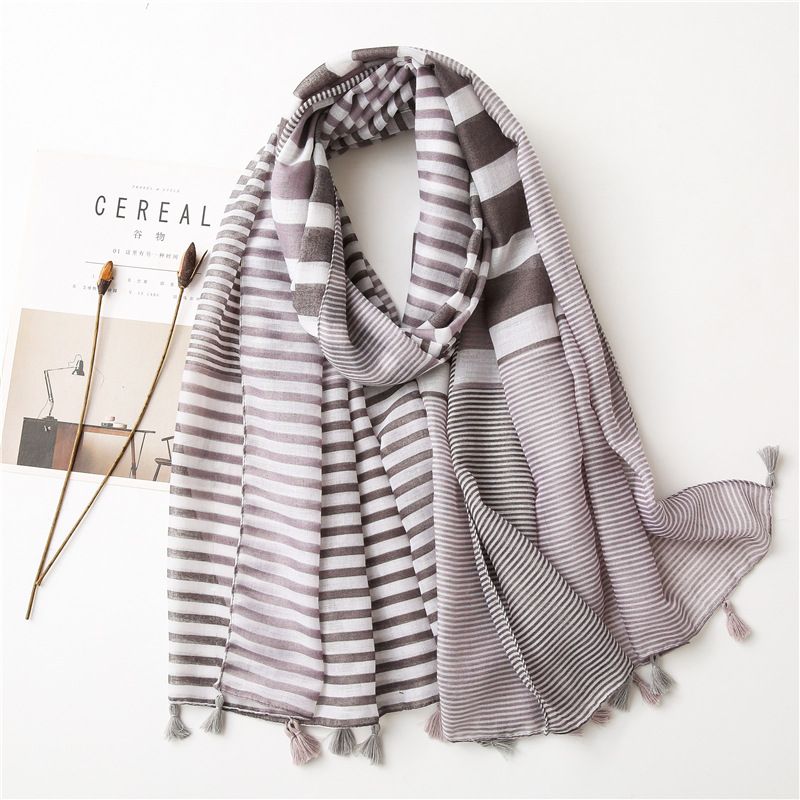 Korean Fashion Shawl New Style Striped Color Matching Scarf