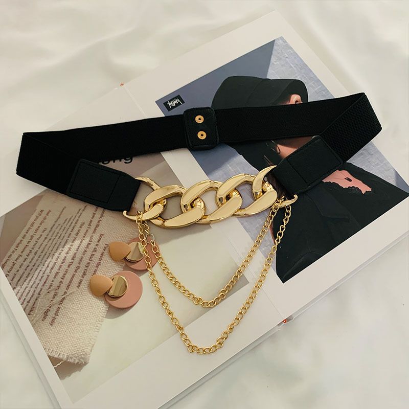 Fashion Big Chain Decoration Elastic Belt