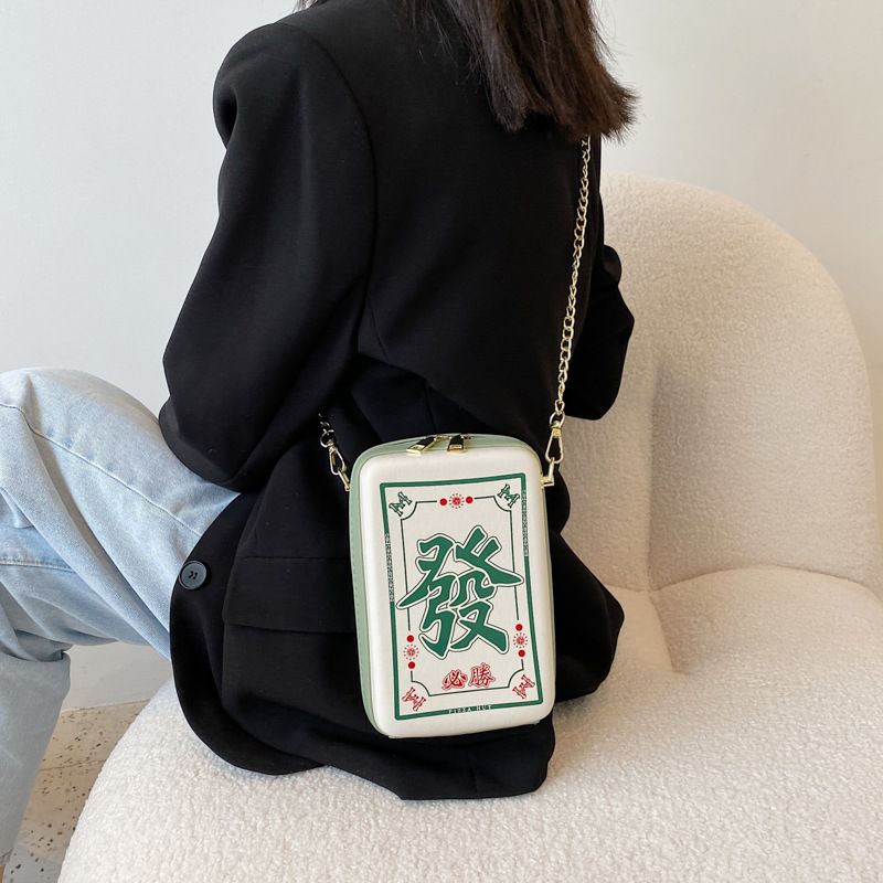 Mode Mahjong Kette Quadratische Umhängetasche