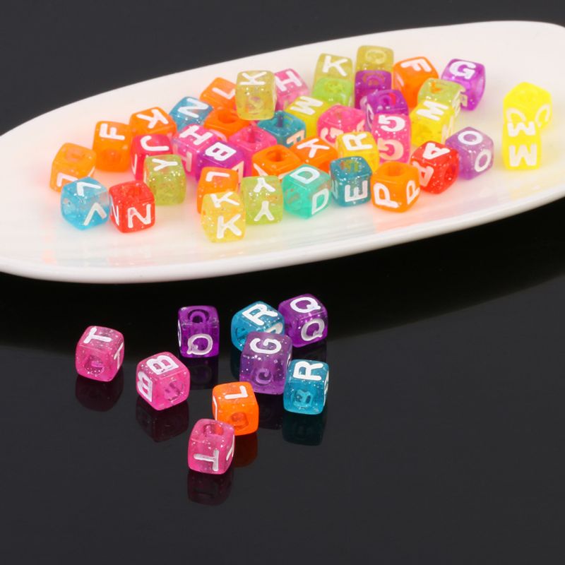 7mm Square Letter Beads Loose Beads Transparent Diy Jewelry Accessories Beads Minimum Order Quantity Is 1kg