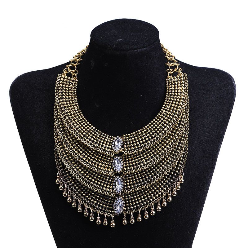 Fashion Hollow Beads Tassel Multi-layer Necklace