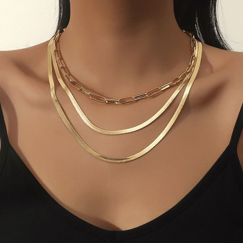 Fashion Flat Chain Alloy Multi-layer Necklace