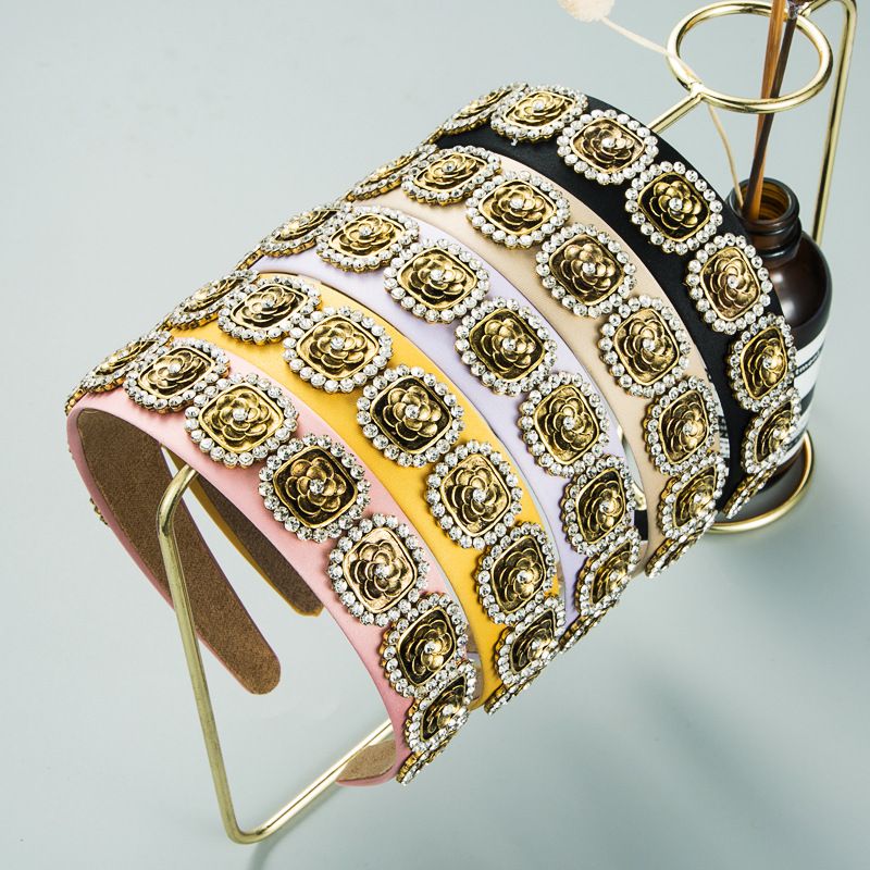 Baroque Style Simple Alloy Flower Diamond-studded Headband