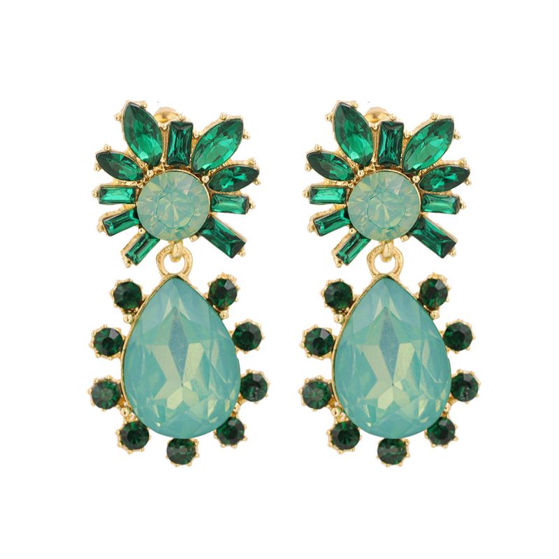 Fashion Alloy Rhinestone Colored Diamond Geometric Earrings