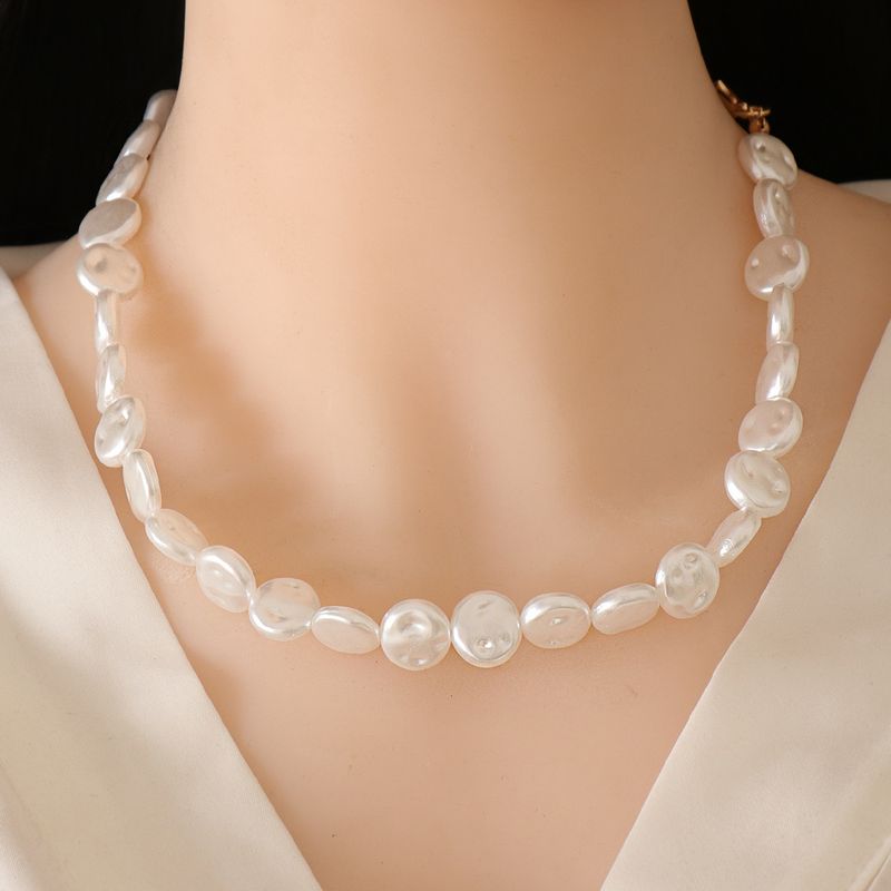 Mode Flache Perle Strass Halskette