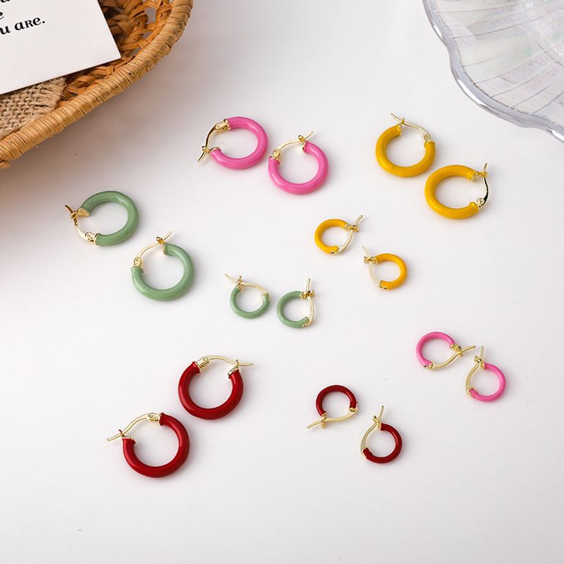 Korean Style Fashion Candy Color Small Circle Earrings