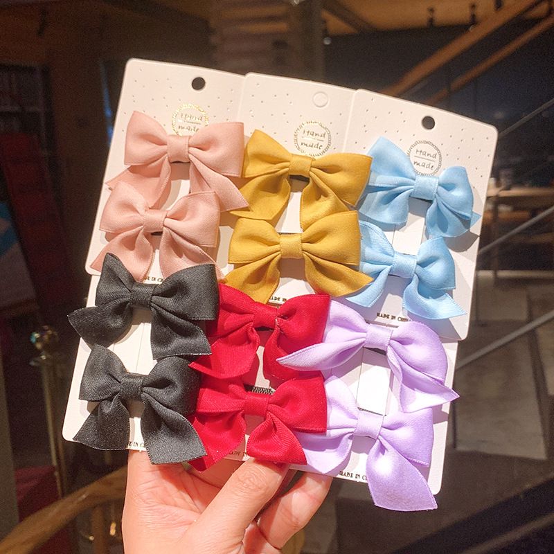 Korean Style Solid Color Children's Bow Hairpin