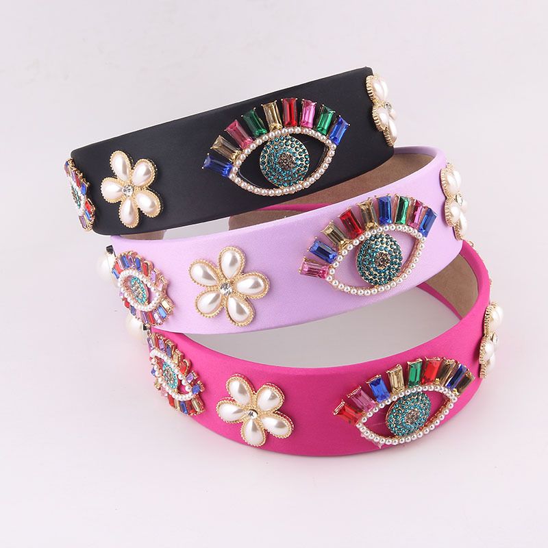 Baroque Diamond-studded Colored Eyes Flowers Headband