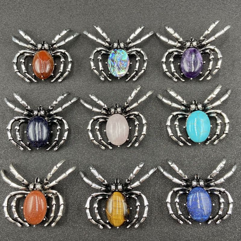 Gem Inlaid Spider Multicolor Pendant Brooch Dual-purpose Necklace Brooch Diy Accessories