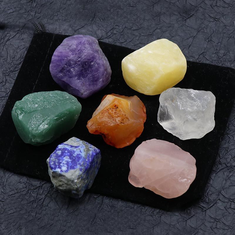 7chakra-stücke Kristallachat-edelstein Rough Seven Chakra Energy Healing Stone
