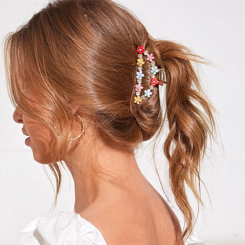 Simple Fashion Color Flower Rhinestone Hairpin