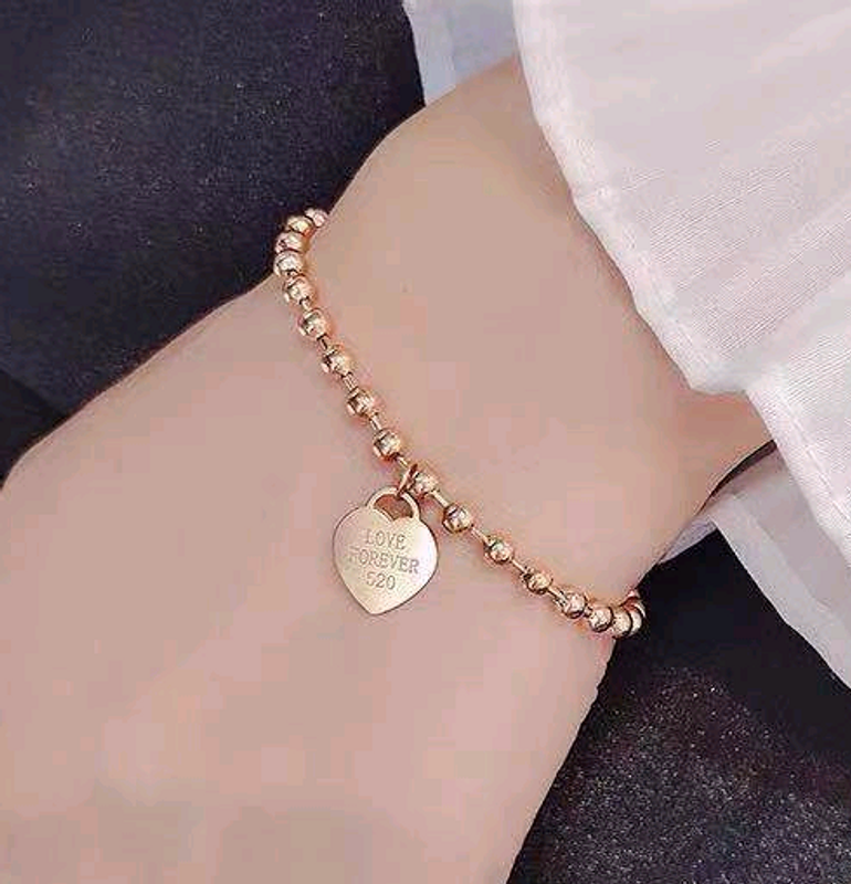 Koreanische Mode Süße Ol Einfache Liebe Titan Stahl Armband