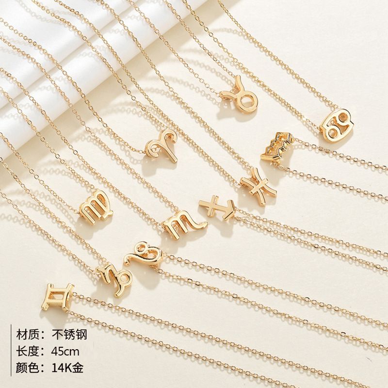 Fashion 12 Constellation Pendant Titanium Steel Necklace