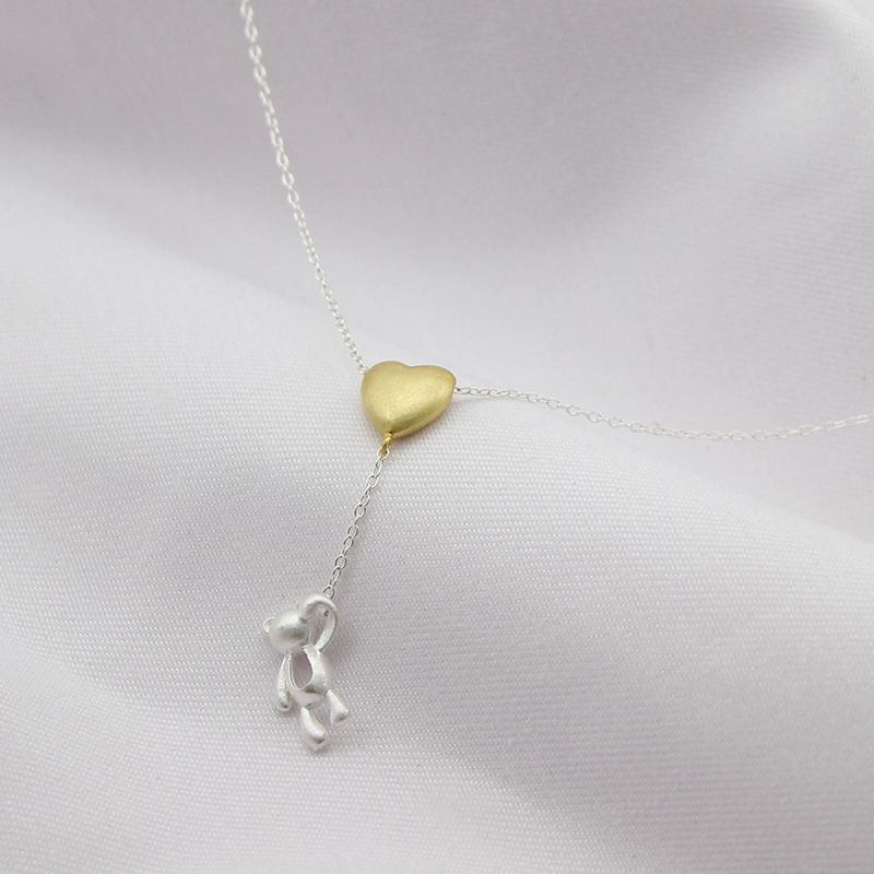 Korean S925 Sterling Love Bear Silver Necklace