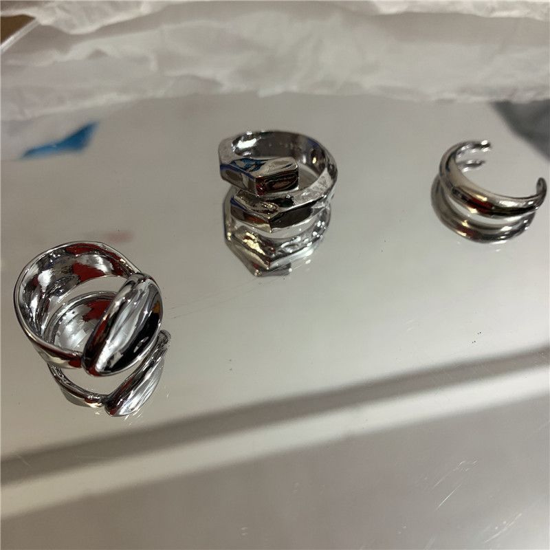 Korean Geometric Silver Metal Ring Wholesale
