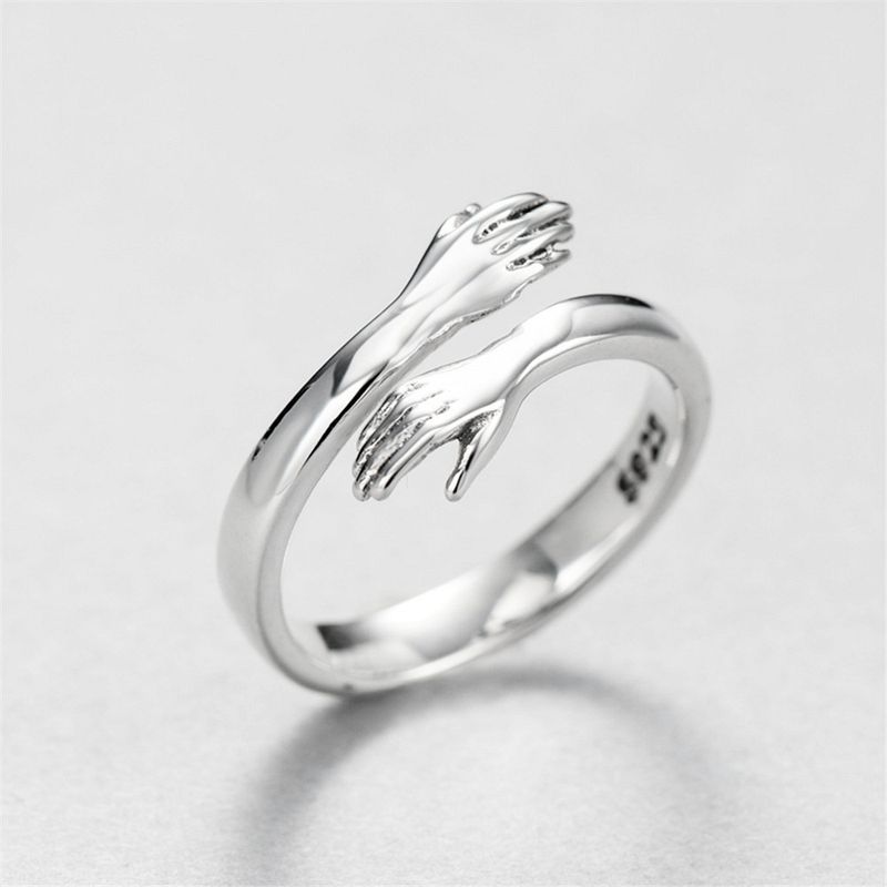 Fashion Geometric Hands Hug Couple Ring Wholesale