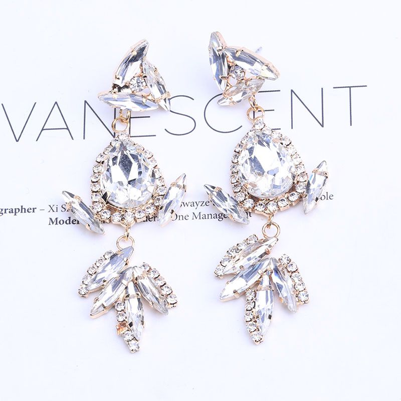 Korean Style Alloy Diamond-studded Geometric Earrings