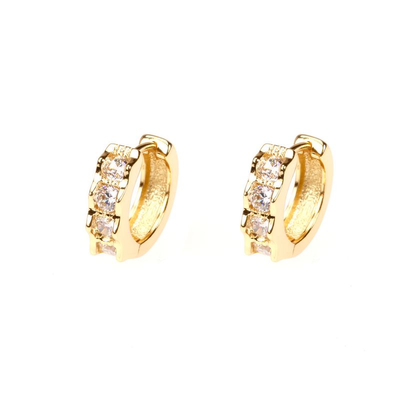 Fashion Geometric Zircon Copper Gold-plated Earrings