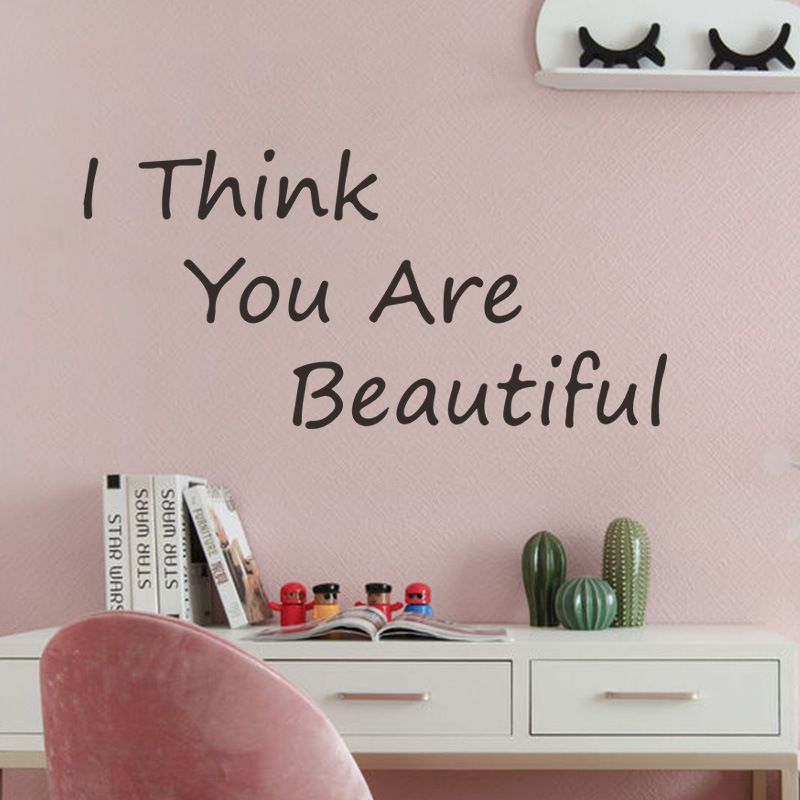 Simple Letter I Think You Are Beautiful Wall Sticker