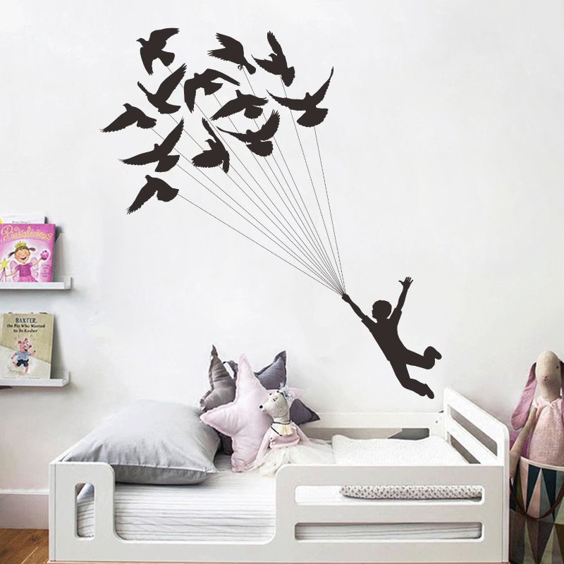 Simple Bird Printed Bedroom Porch Wall Stickers