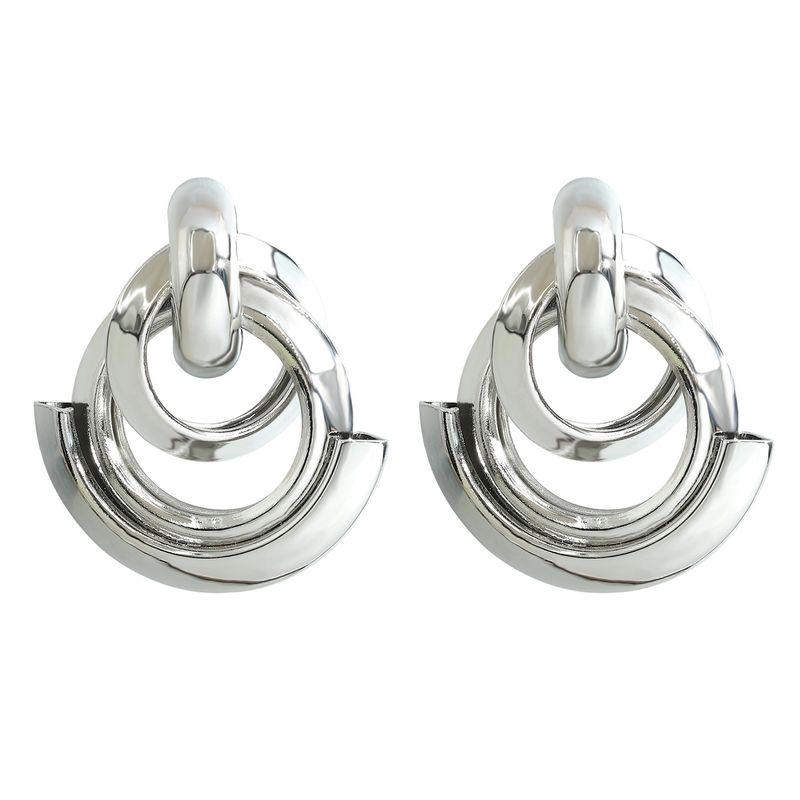 Fashion Electroplating Silver Circle Interlaced Earrings