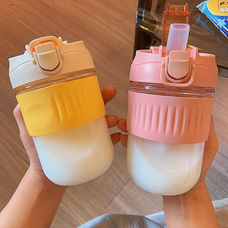 Cute Straw Portable Glass Water Cup