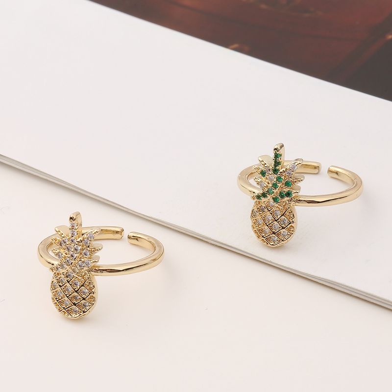 Fashionable Fruit Pineapple Copper Open Ring Wholesale