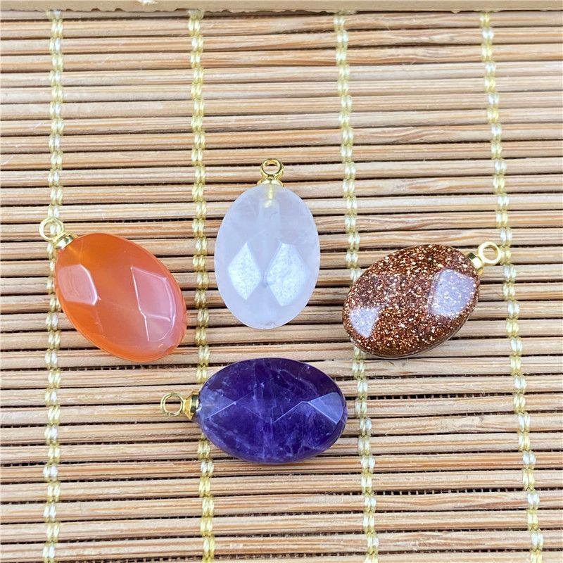 Retro Agate Oval Faceted Pendant Diy Material