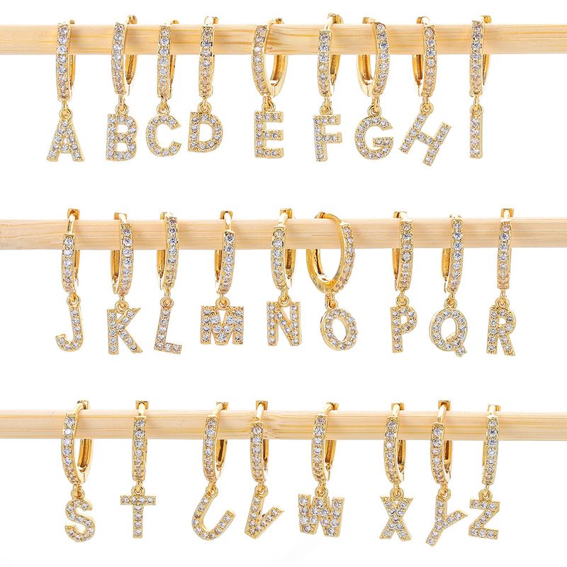 Mode Nouveau Zircon 26 Lettres Anglaises Boucles D&#39;oreilles