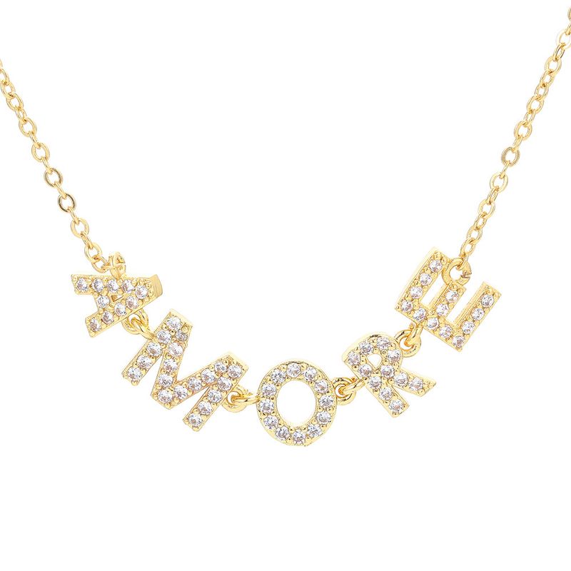 Fashion Zircon English Letters Pendant Clavicle Chain Necklace