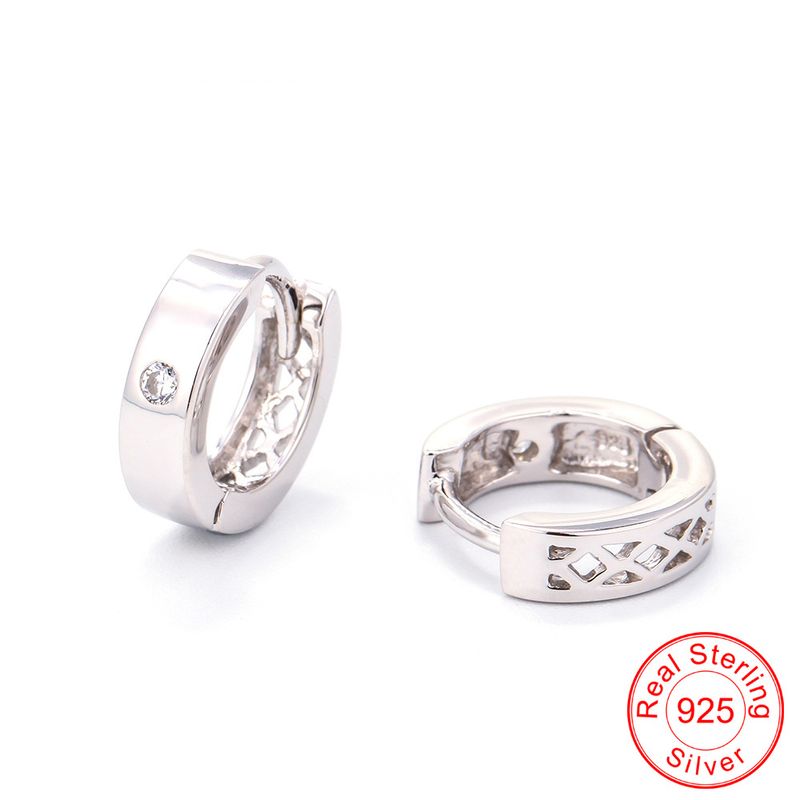 Korea Fashion Simple Single Diamond Zircon S925 Silver Earrings