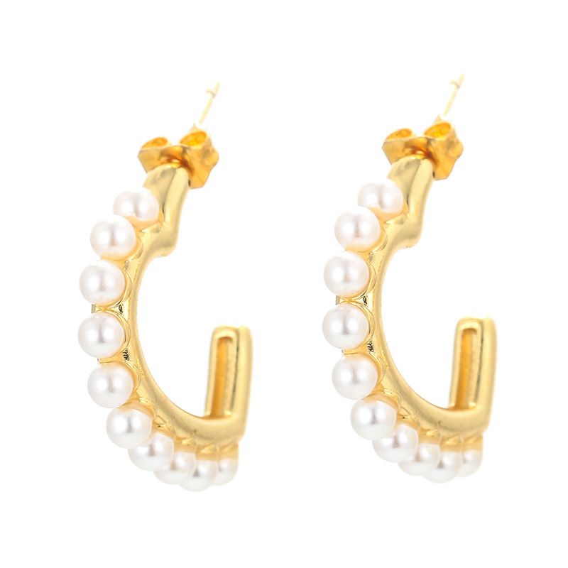 Fashion Irregular Face Pearl C-type Earrings Wholesale