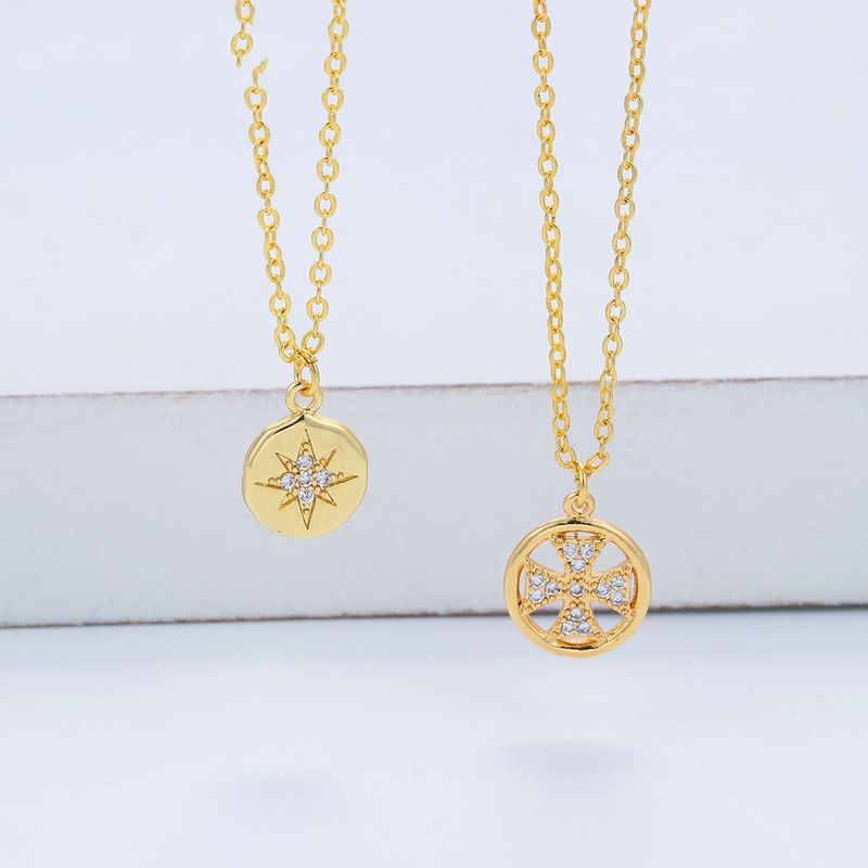 Retro Six-pointed Star Pendant Zircon Clavicle Chain Necklace