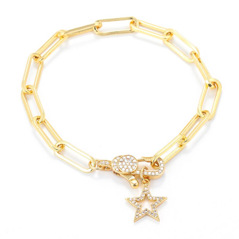 Fashion Geometric Five-pointed Star Hollow Lobster Clasp Bracelet