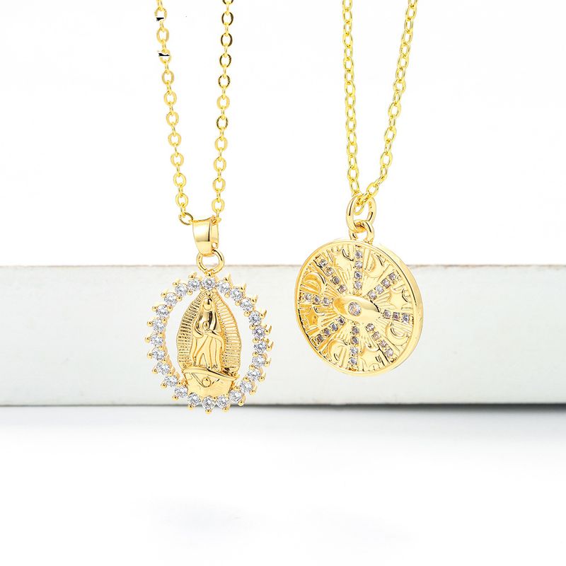 Creative Virgin Mary Geometric Pendant Micro-inlaid Zircon Necklace Wholesale