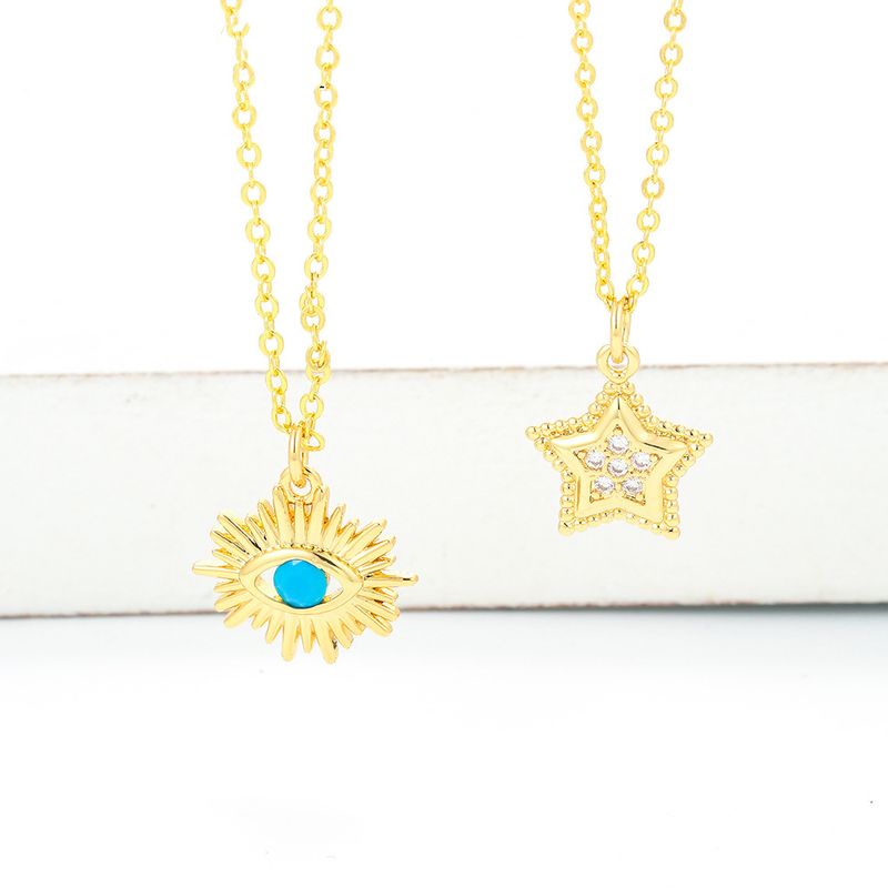 Korean Style Demon Eye Five-pointed Star Pendant Clavicle Chain Necklace