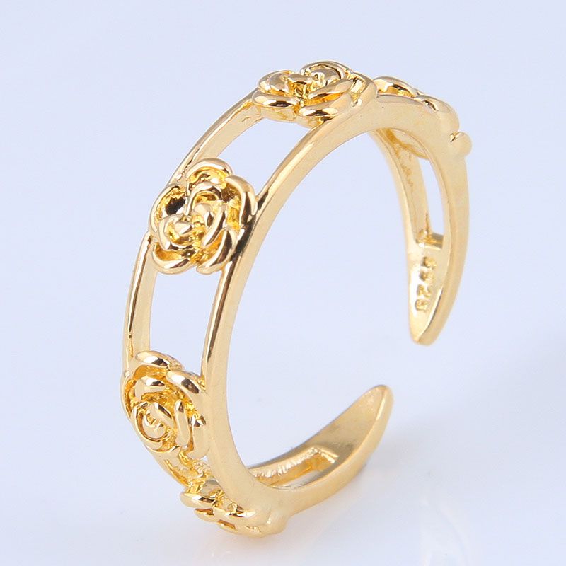 Korean Fashion Style Rose Flower Open Copper Ring