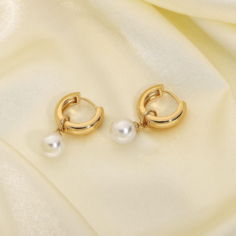 Pearl Artificial Pearls Gold Plated Earrings