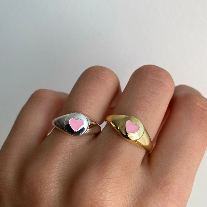 Fashion Heart-shaped Pink Ring Alloy Drip Ring