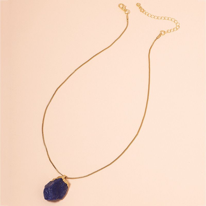 Irregular Gemstone Pendant Necklace Hip Hop Stone Clavicle Chain