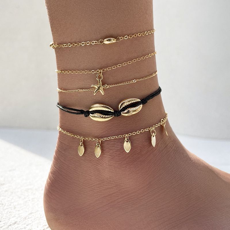 Bohemian Starfish Shell Anklet Five-piece Set