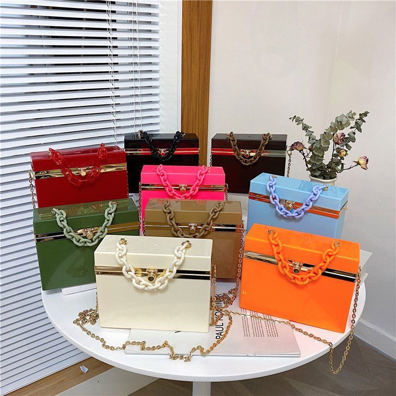 Wholesale Solid Color Acrylic Candy Color Box Messenger Bag