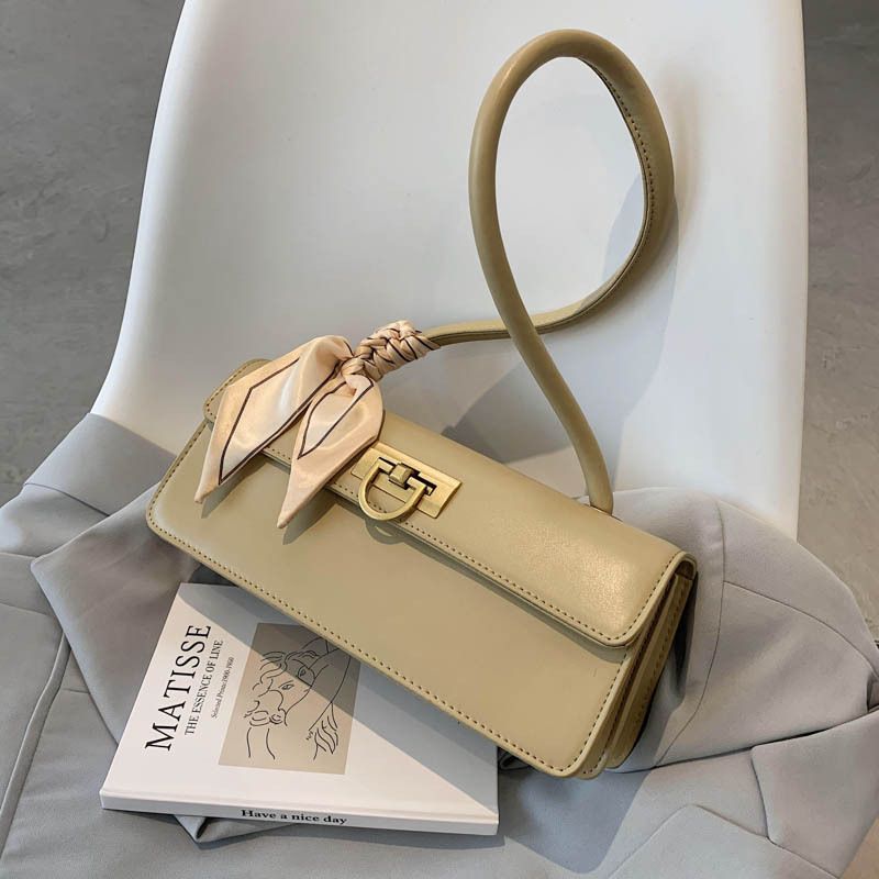 Fashion Solid Color Rectangle Metal Lock One-shoulder Bag