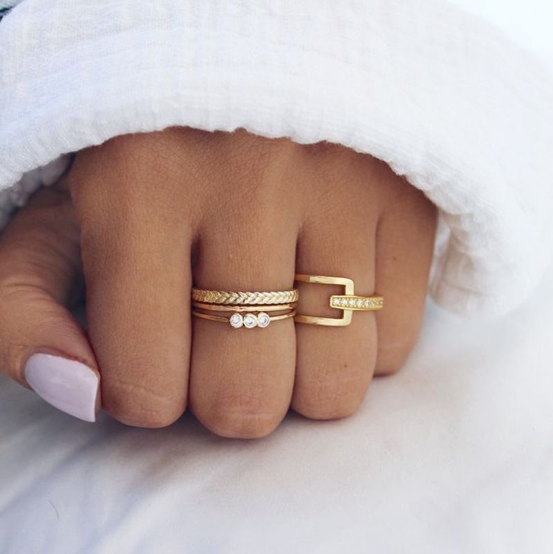 Korean Fashion Simple Style New Sweet Four-piece Ring Set