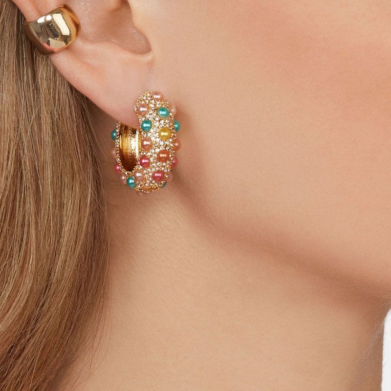 Wholesale Fashion Alloy Inlaid Pearl Earrings