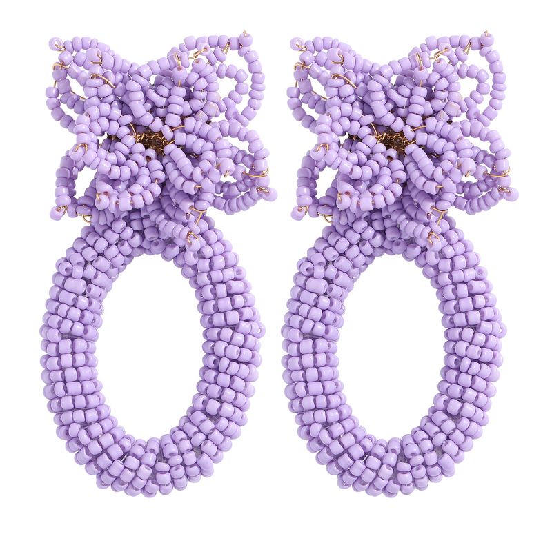 Wholesale Retro Geometric Beads Hand-woven Earrings