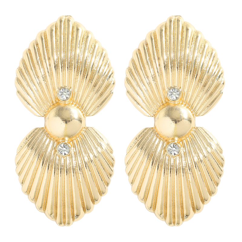 Fashion Geometric Alloy Diamonds Shell Electroplating Gold Earrings